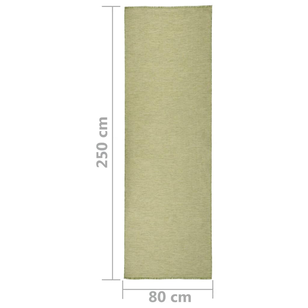 Utendørs flatvevd teppe 80x250 cm grønn