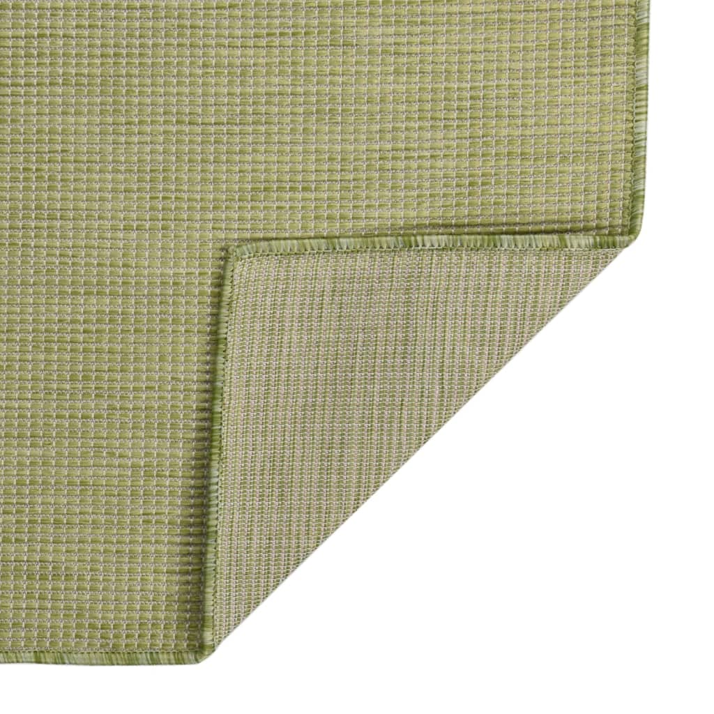 Utendørs flatvevd teppe 100x200 cm grønn