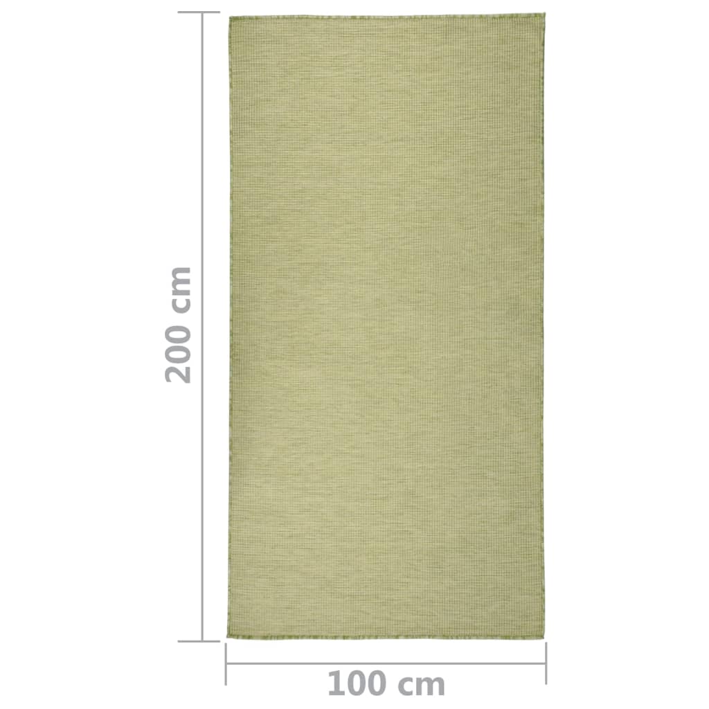 Utendørs flatvevd teppe 100x200 cm grønn
