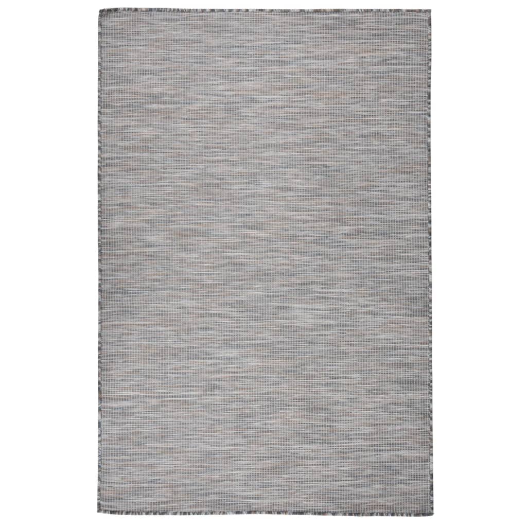 Utendørs flatvevd teppe 120x170 cm brun og blå