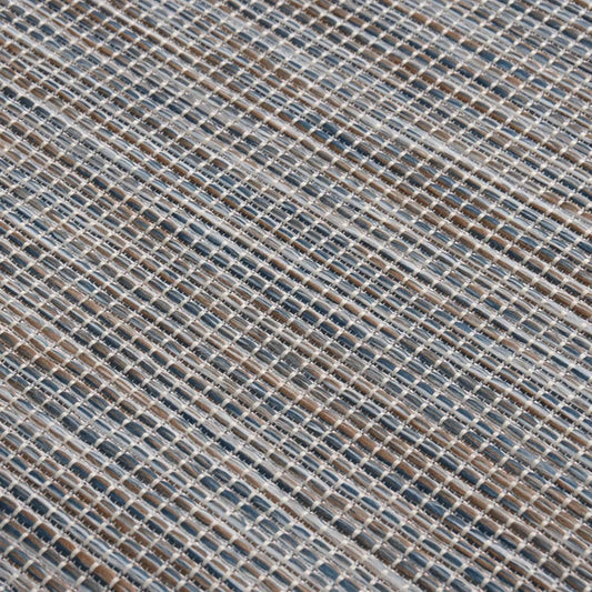 Utendørs flatvevd teppe 160x230 cm brun og blå