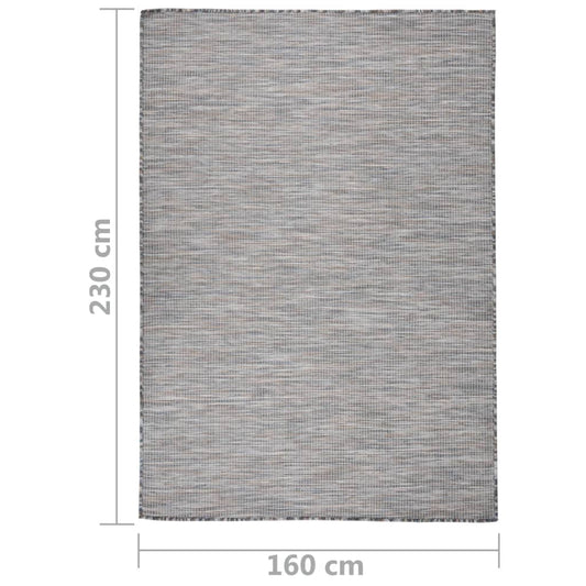 Utendørs flatvevd teppe 160x230 cm brun og blå