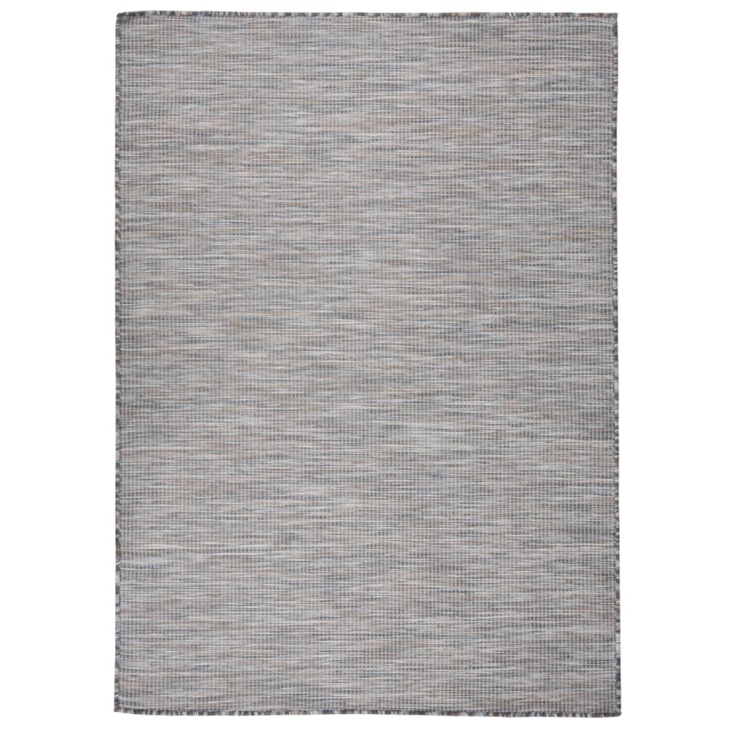 Utendørs flatvevd teppe 200x280 cm brun og blå