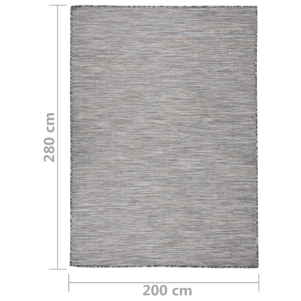 Utendørs flatvevd teppe 200x280 cm brun og blå