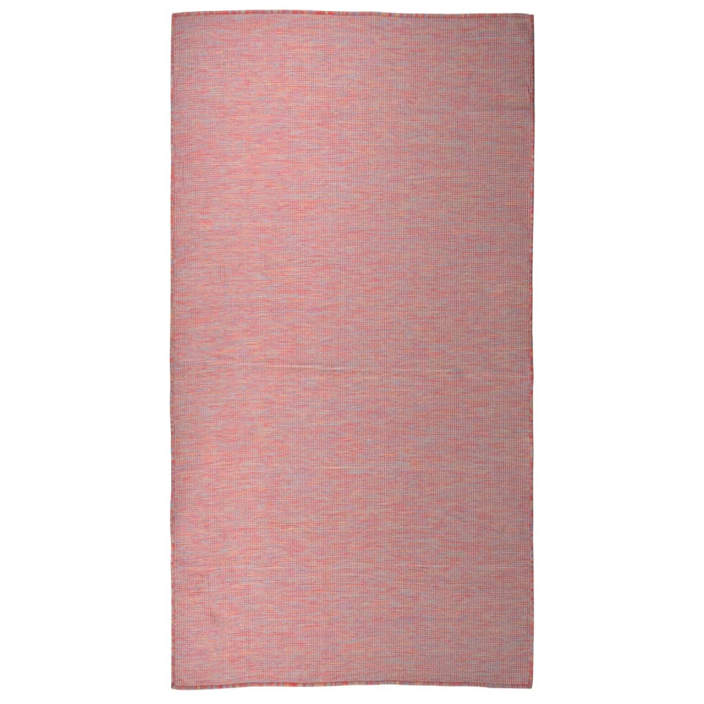 Utendørs flatvevd teppe 80x150 cm rød