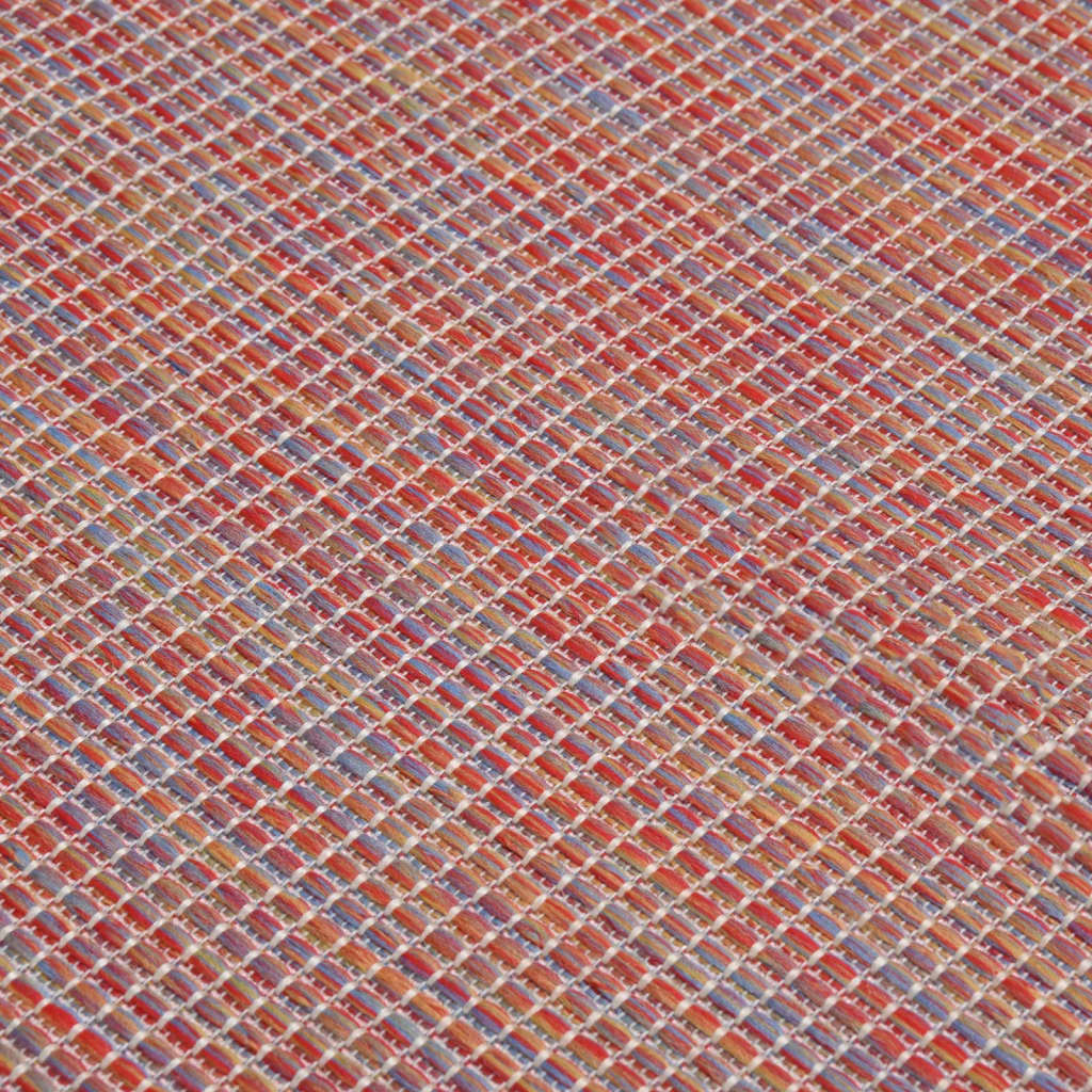 Utendørs flatvevd teppe 80x150 cm rød