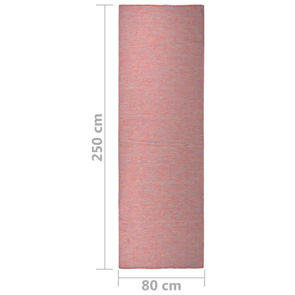 Utendørs flatvevd teppe 80x250 cm rød