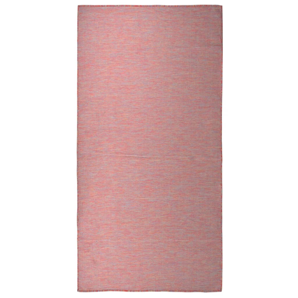 Utendørs flatvevd teppe 100x200 cm rød