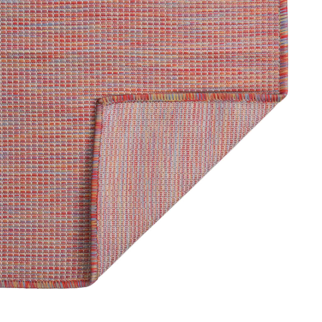 Utendørs flatvevd teppe 100x200 cm rød
