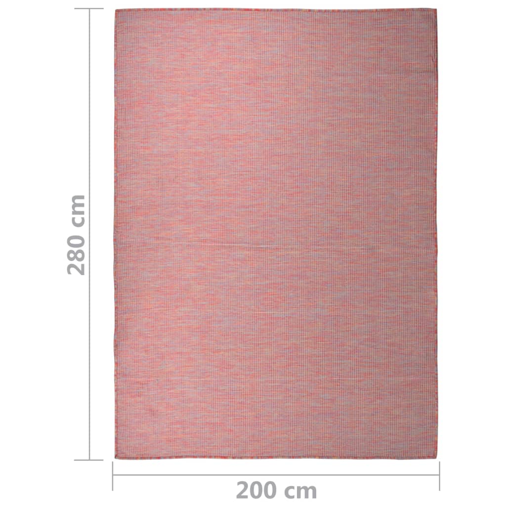 Utendørs flatvevd teppe 200x280 cm rød