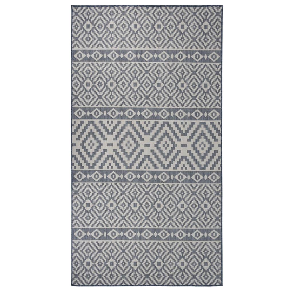 Utendørs flatvevd teppe 80x150 cm blå striper