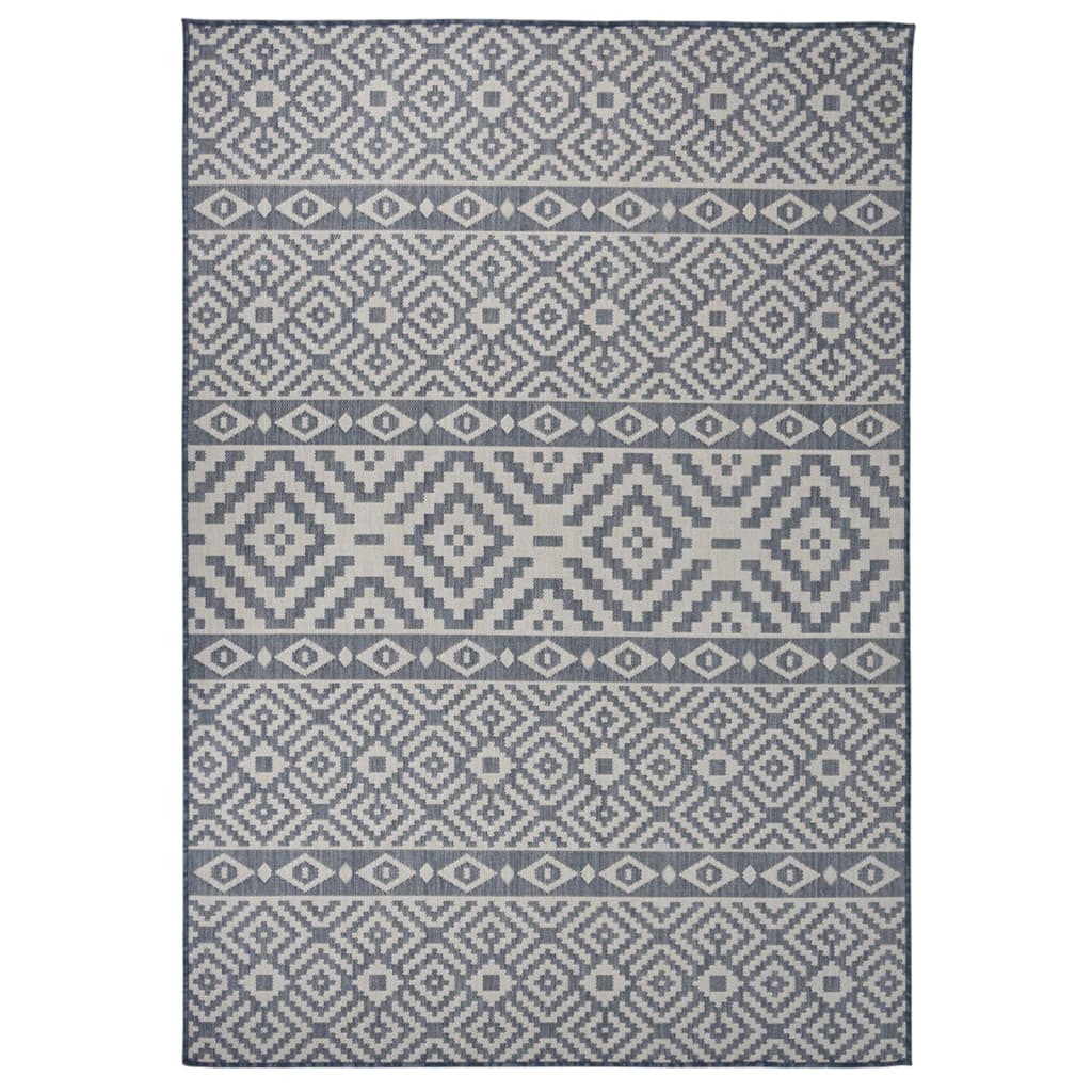 Utendørs flatvevd teppe 160x230 cm blå striper