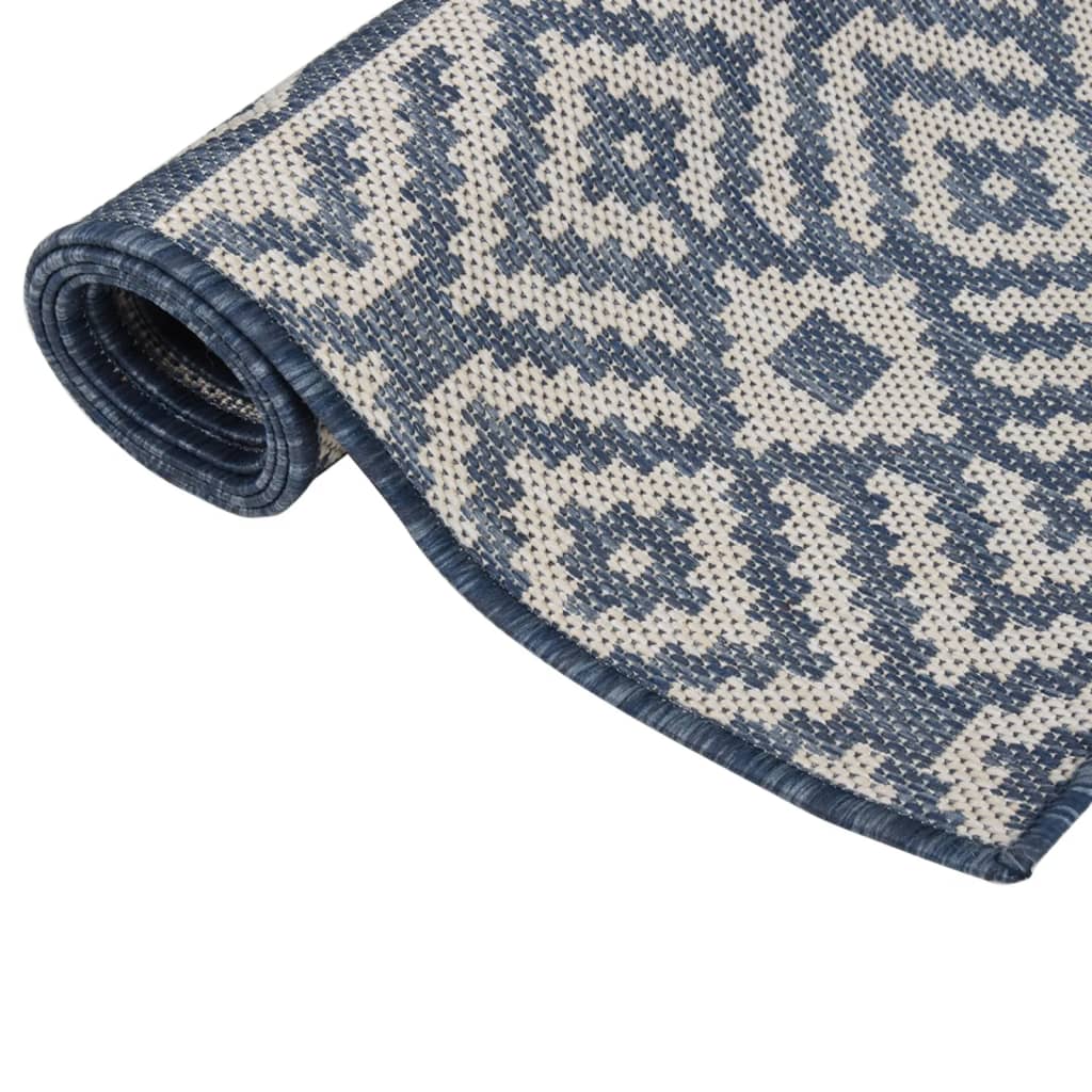 Utendørs flatvevd teppe 160x230 cm blå striper
