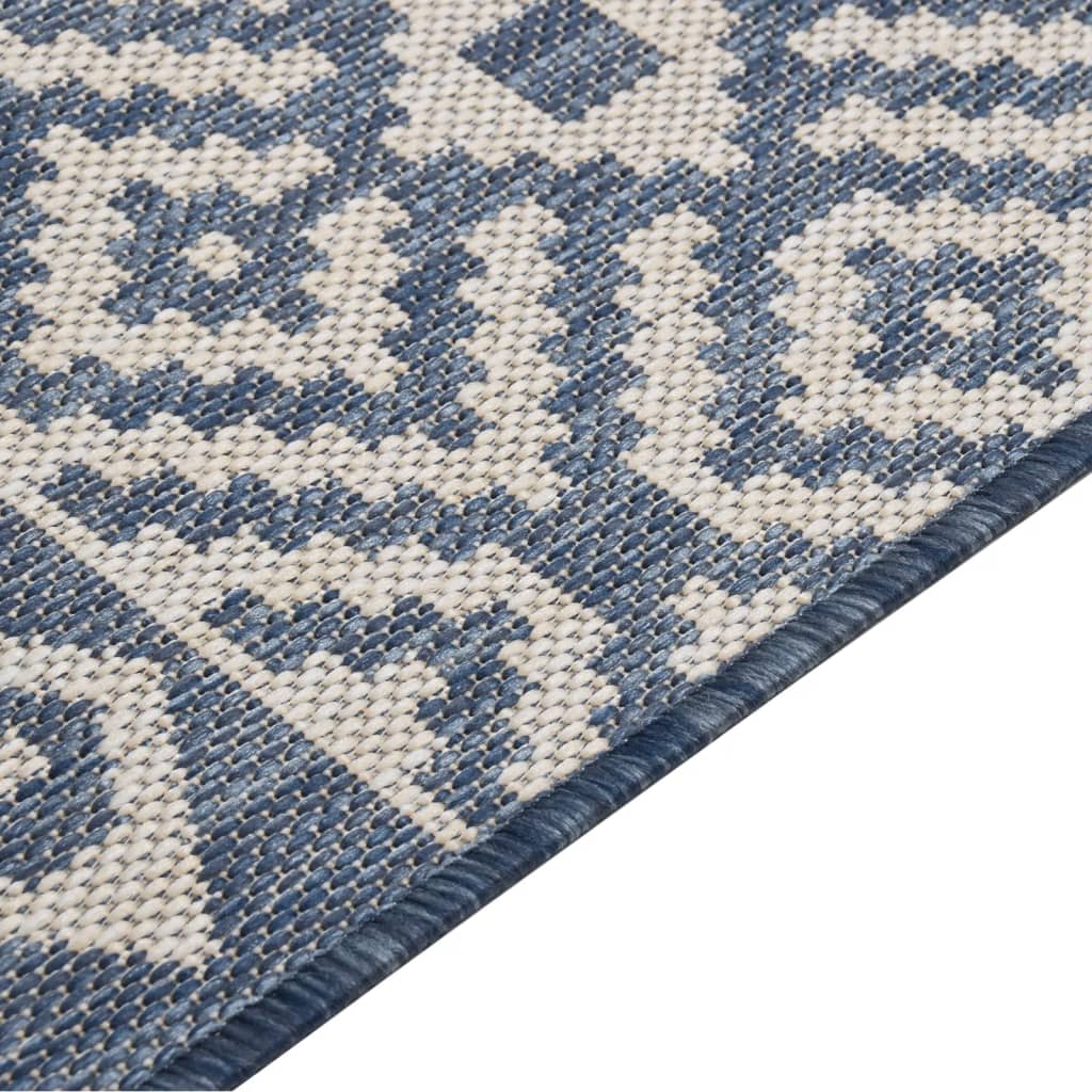 Utendørs flatvevd teppe 160x230 cm blå striper