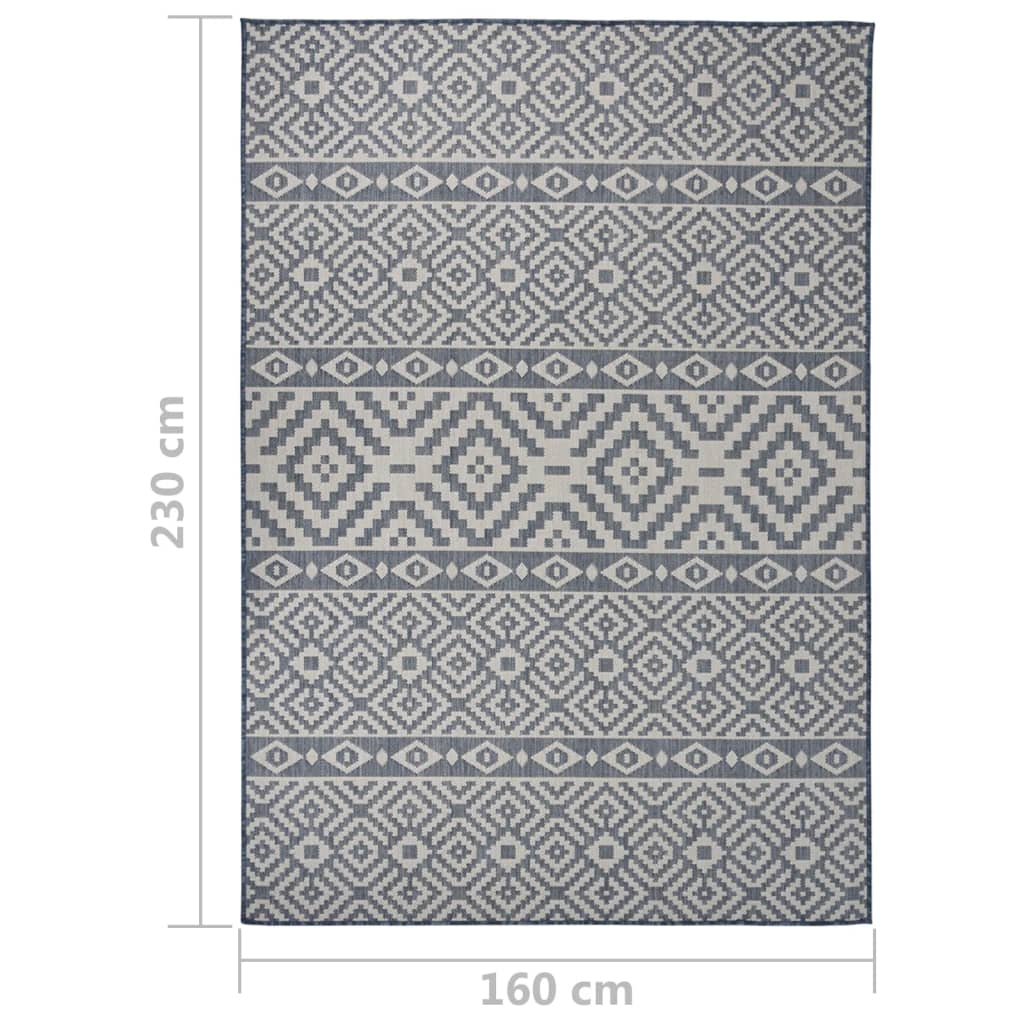 Utendørs flatvevd teppe 160x230 cm blå striper