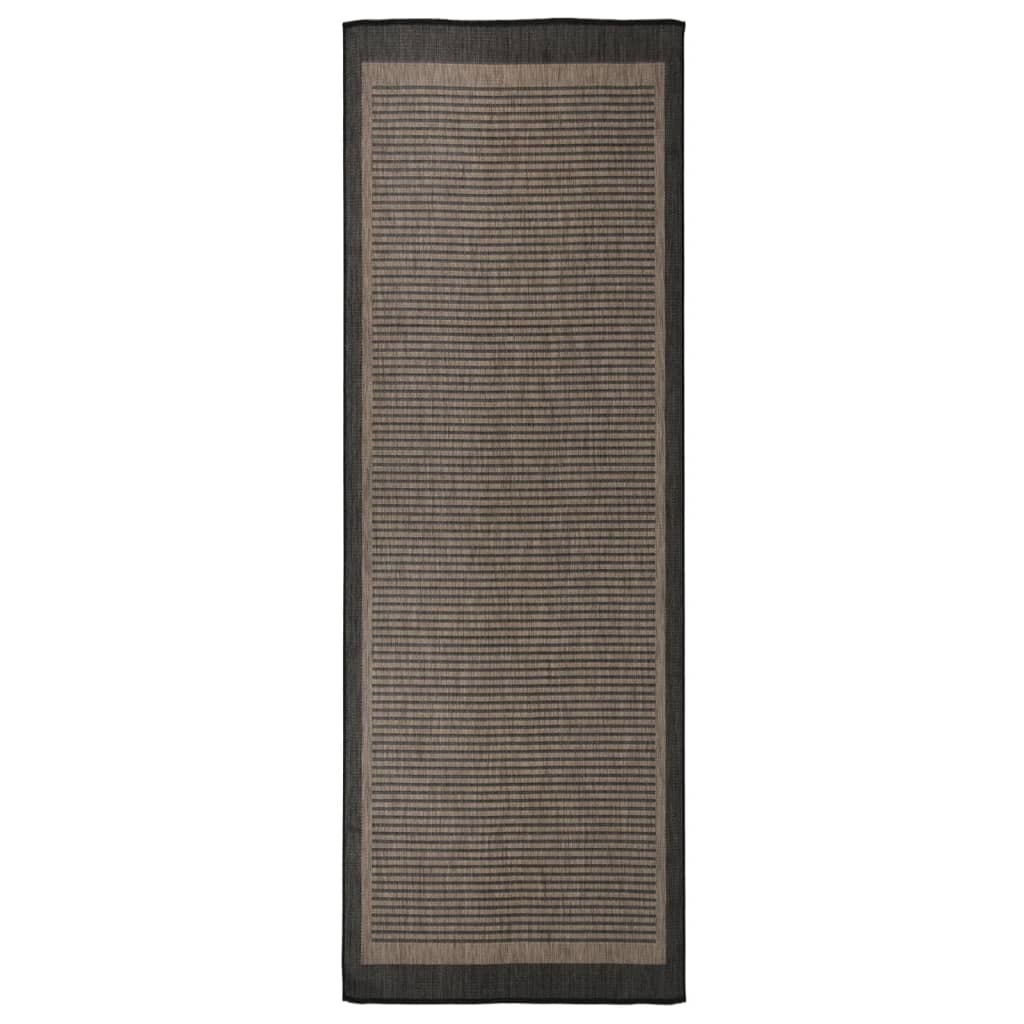 Utendørs flatvevd teppe 80x250 cm mørkebrun