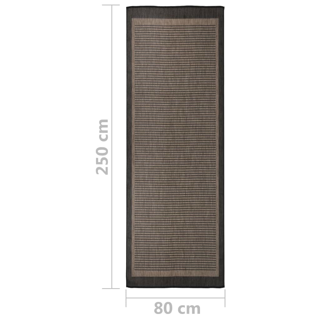 Utendørs flatvevd teppe 80x250 cm mørkebrun