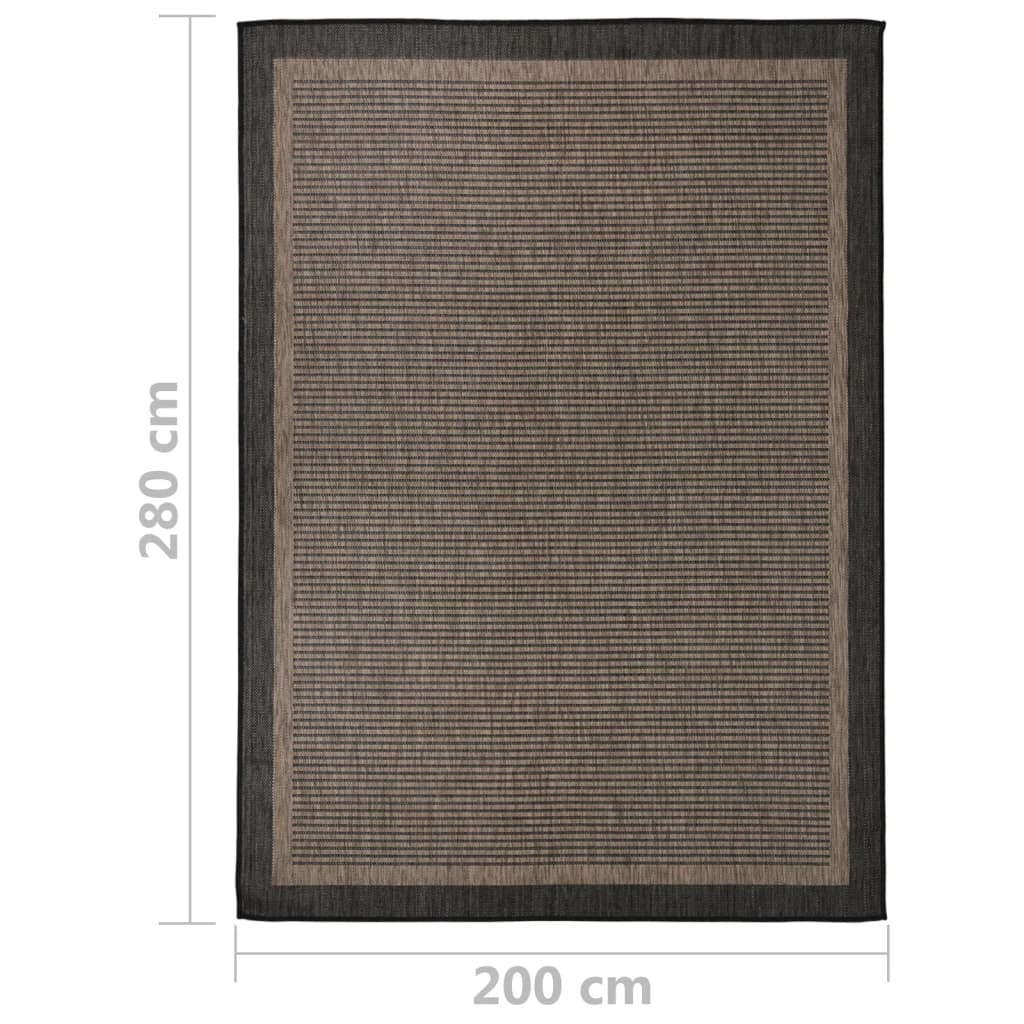 Utendørs flatvevd teppe 200x280 cm mørkebrun
