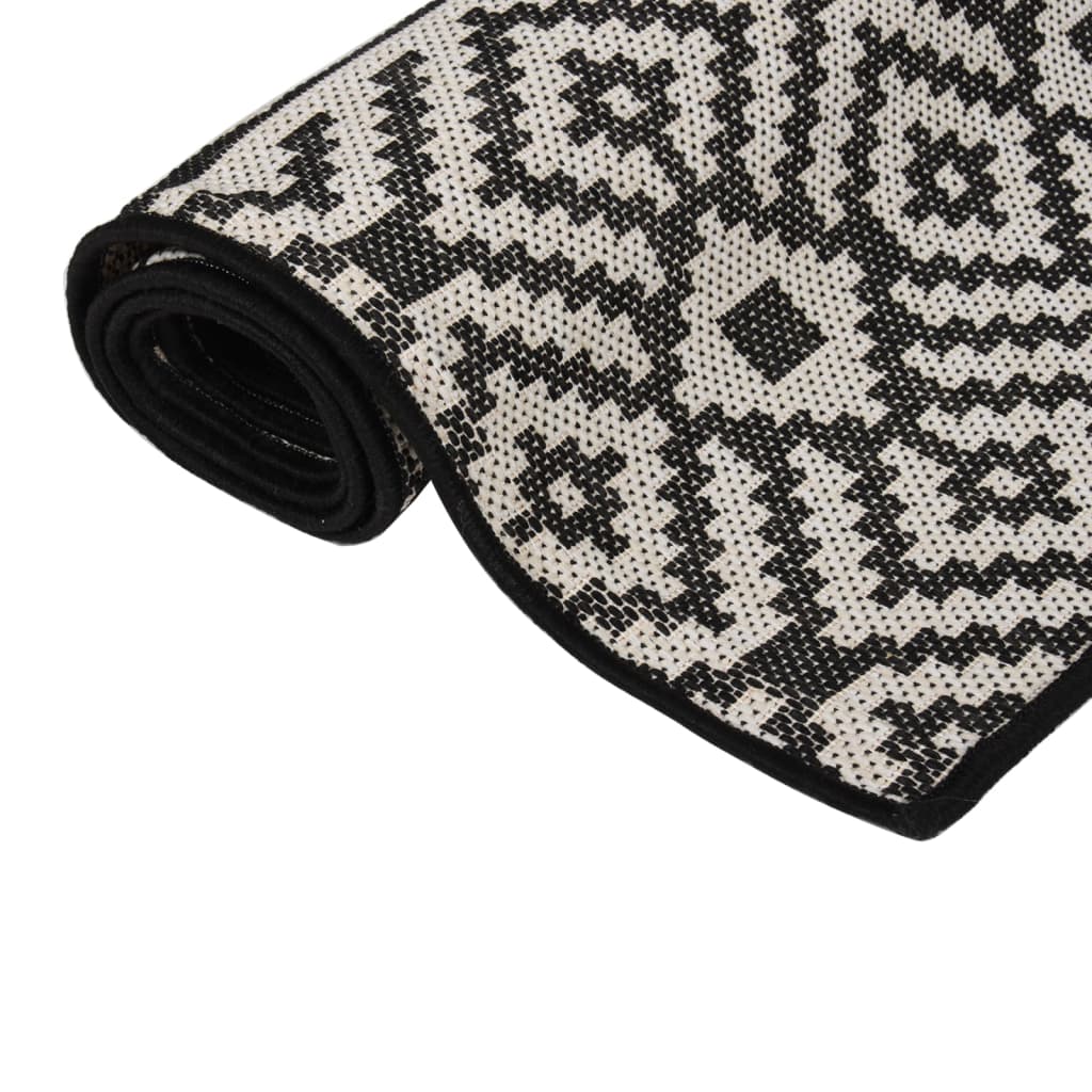 Utendørs flatvevd teppe 80x150 cm svart striper