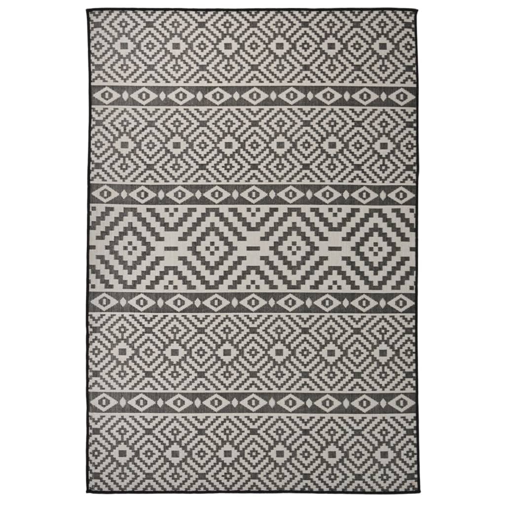 Utendørs flatvevd teppe 160x230 cm svart striper