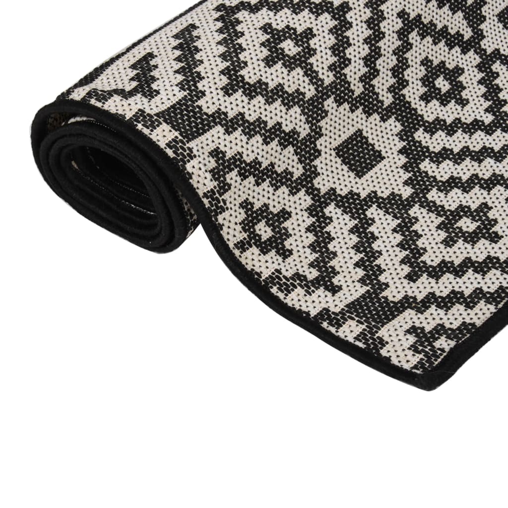Utendørs flatvevd teppe 160x230 cm svart striper
