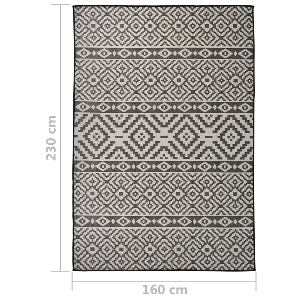 Utendørs flatvevd teppe 160x230 cm svart striper