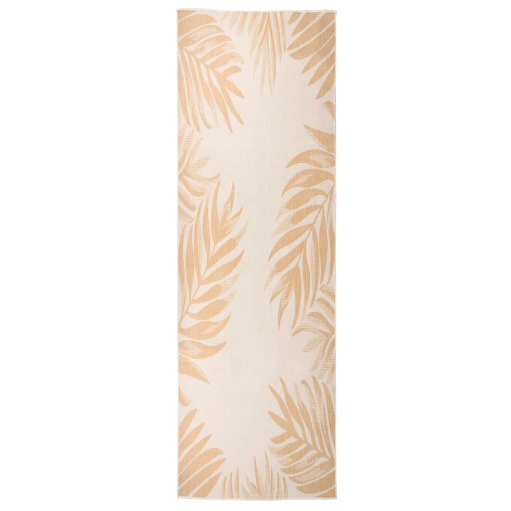 Utendørs flatvevd teppe 80x250 cm bladmønster