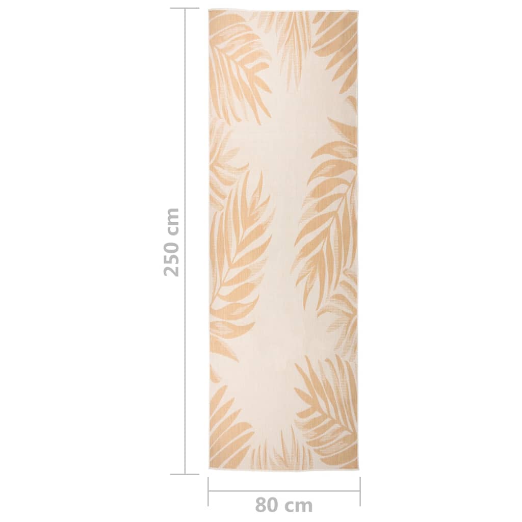 Utendørs flatvevd teppe 80x250 cm bladmønster