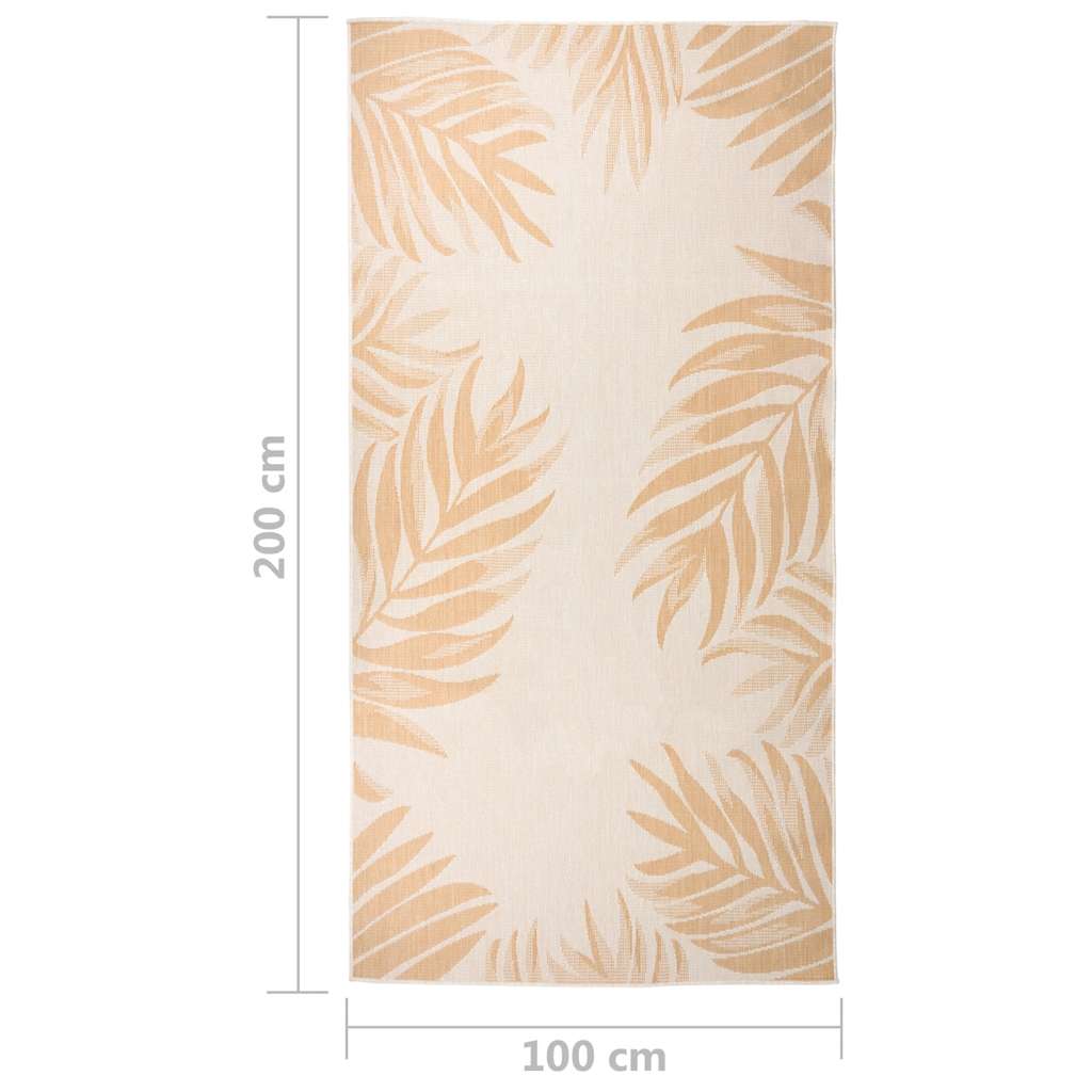 Utendørs flatvevd teppe 100x200 cm bladmønster
