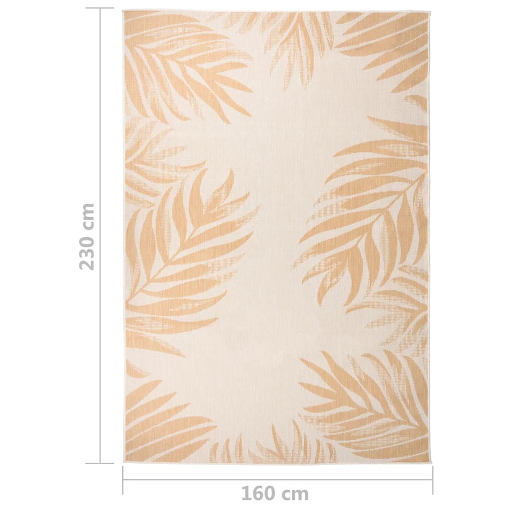 Utendørs flatvevd teppe 160x230 cm bladmønster