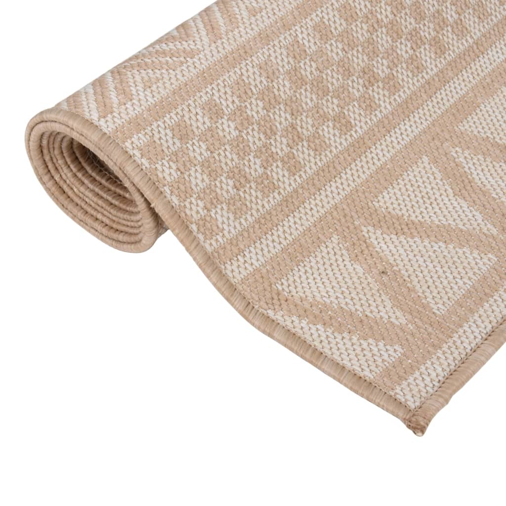 Utendørs flatvevd teppe 80x250 cm brun striper