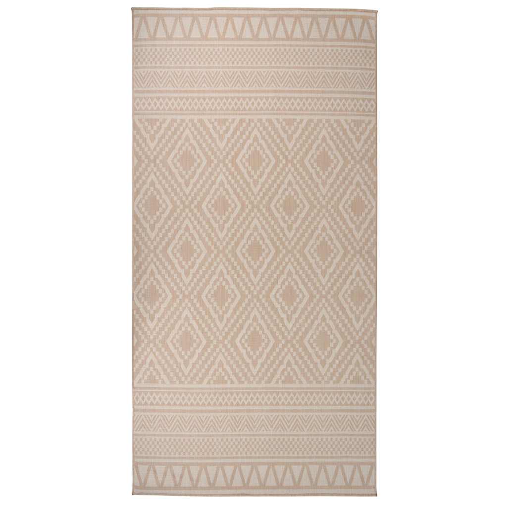 Utendørs flatvevd teppe 100x200 cm brun striper