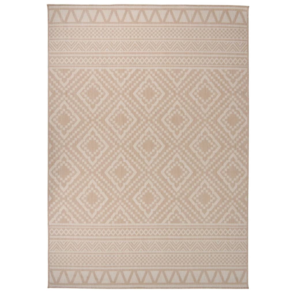 Utendørs flatvevd teppe 120x170 cm brun striper