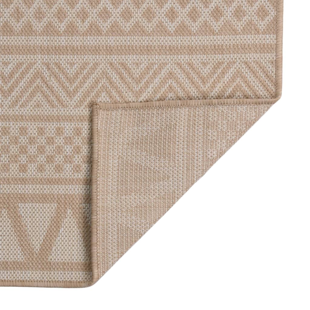 Utendørs flatvevd teppe 120x170 cm brun striper