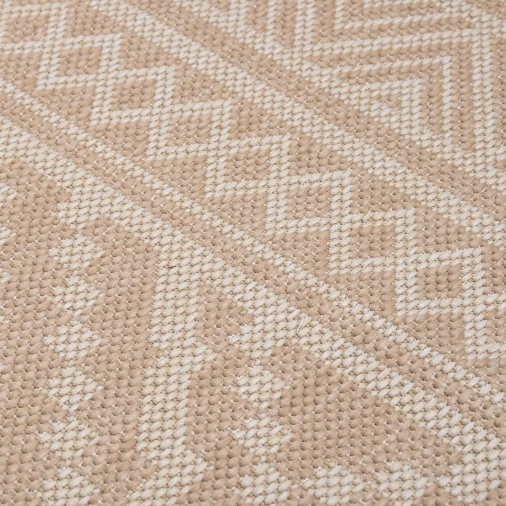 Utendørs flatvevd teppe 120x170 cm brun striper