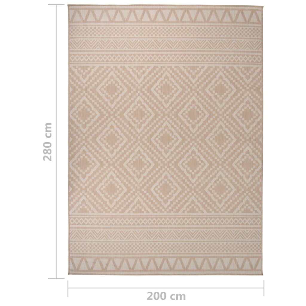 Utendørs flatvevd teppe 200x280 cm brun striper