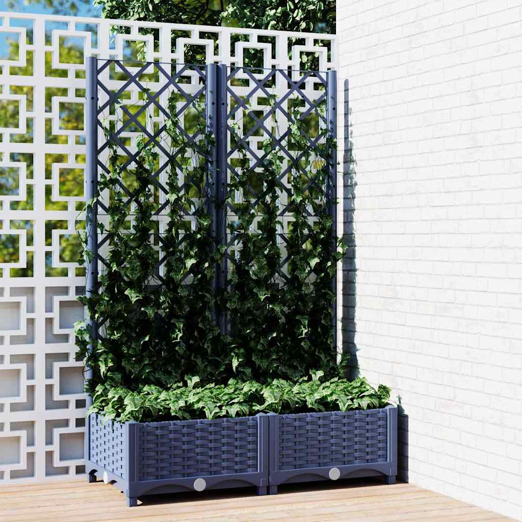 Hagepotte med espalier blågrå 80x40x121,5 cm PP