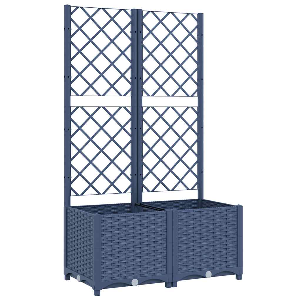 Hagepotte med espalier blågrå 80x40x136 cm PP