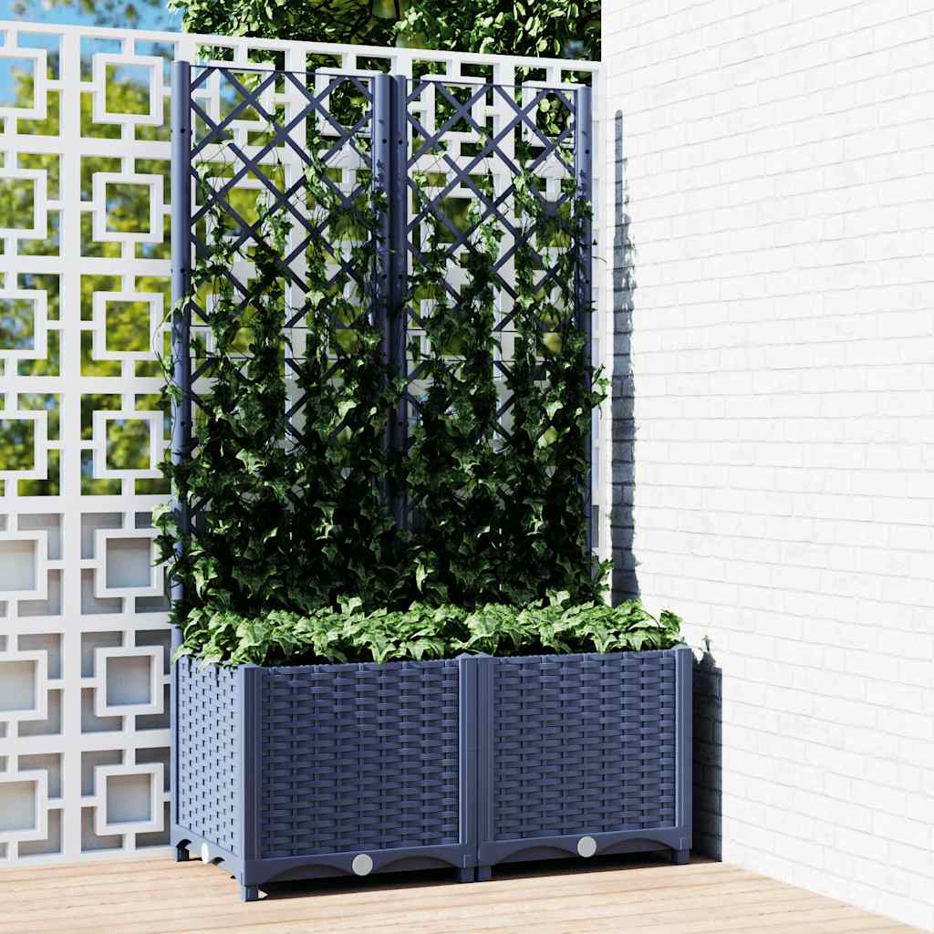 Hagepotte med espalier blågrå 80x40x136 cm PP