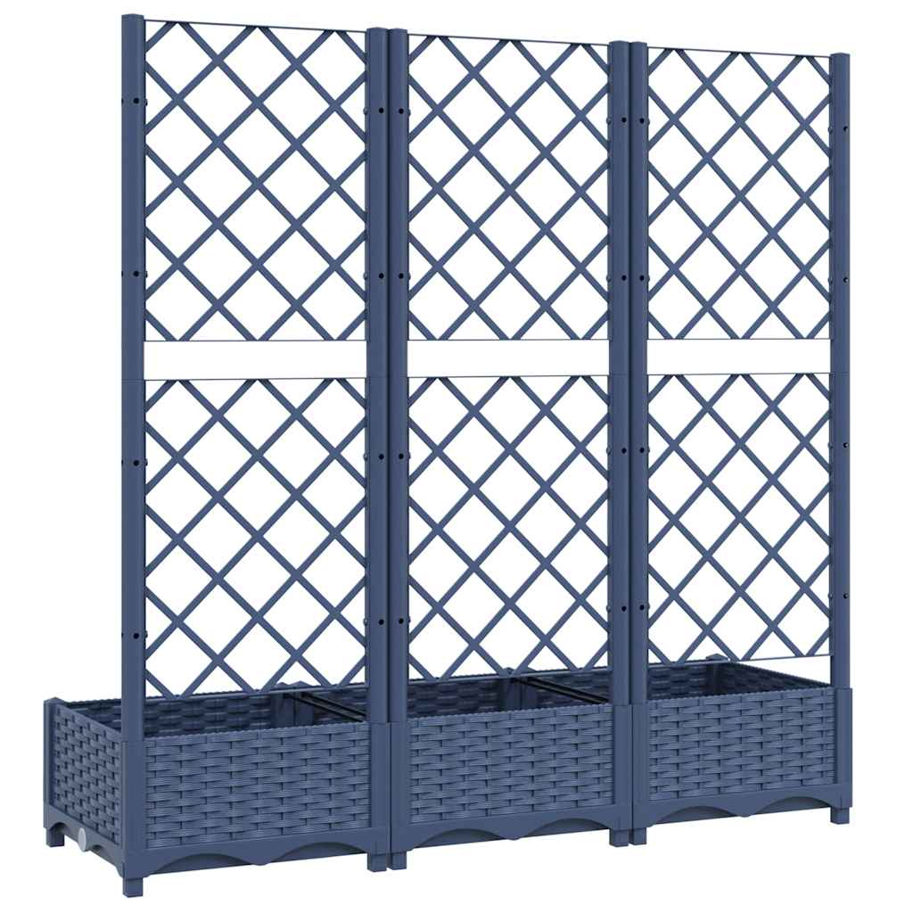 Plantekasse med espalier blågrå 120x40x121,5 cm PP