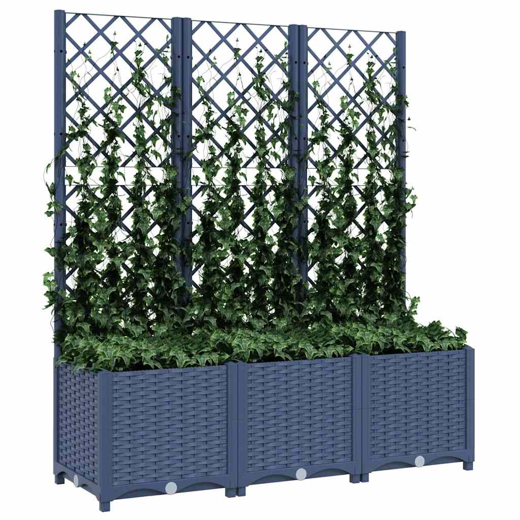 Plantekasse med espalier blågrå 120x40x136 cm PP