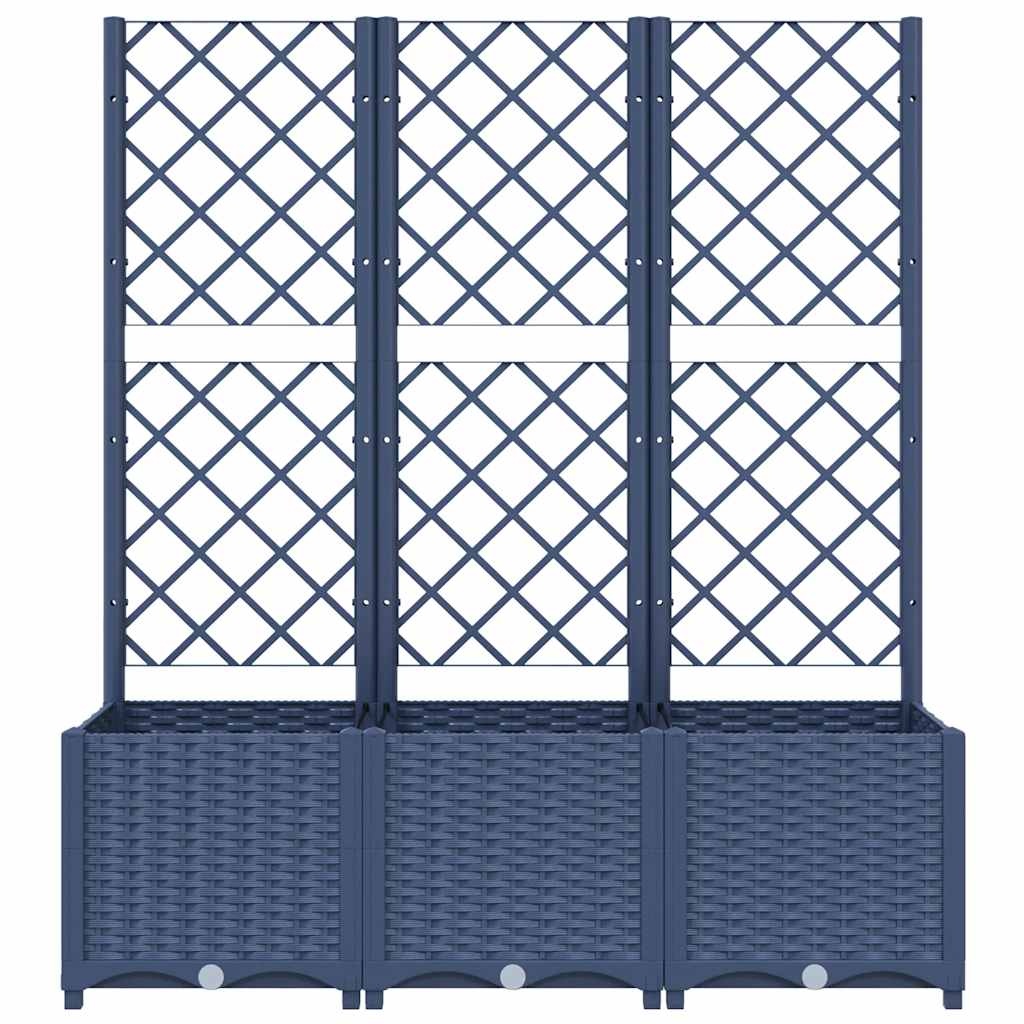 Plantekasse med espalier blågrå 120x40x136 cm PP
