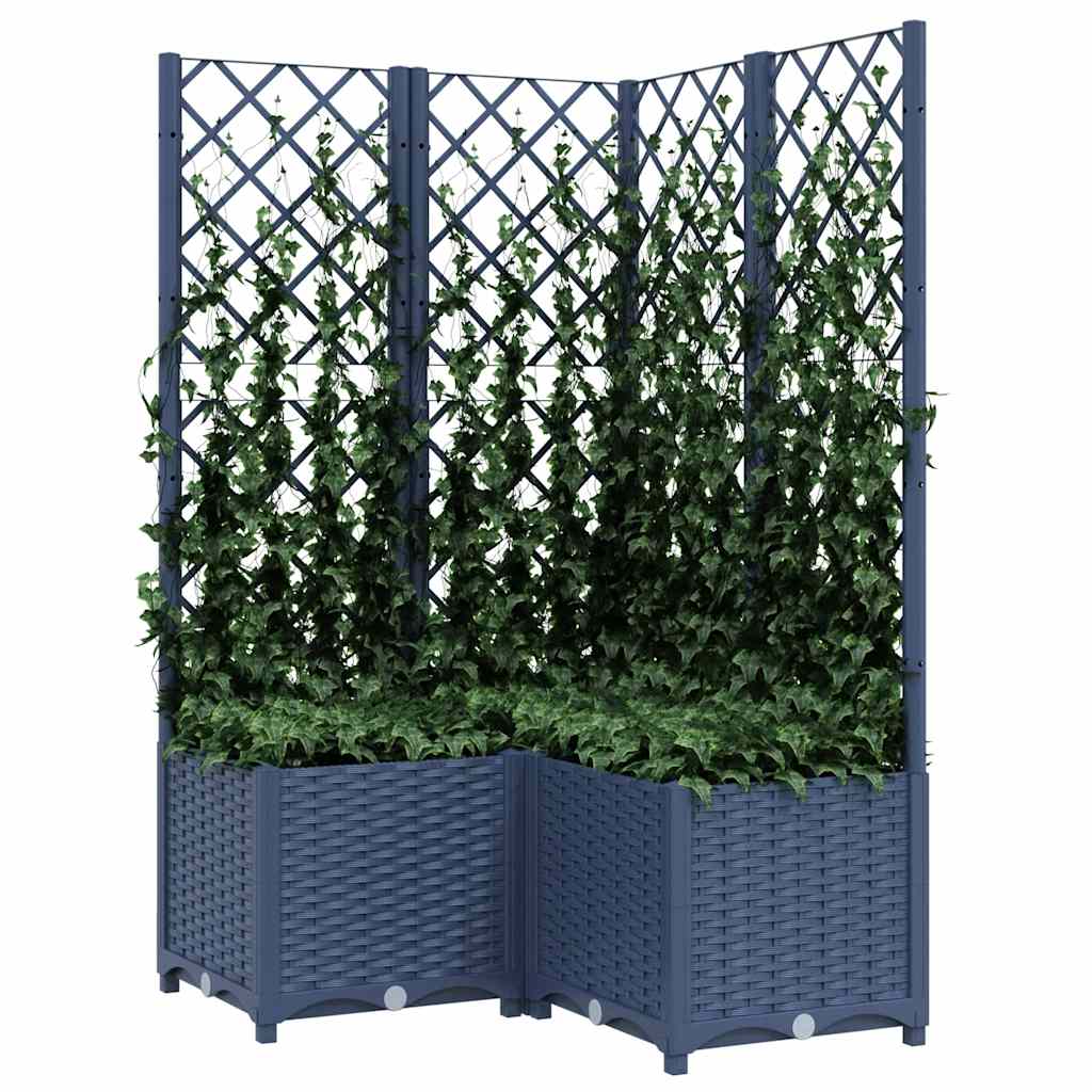 Plantekasse med espalier blågrå 80x80x136 cm PP