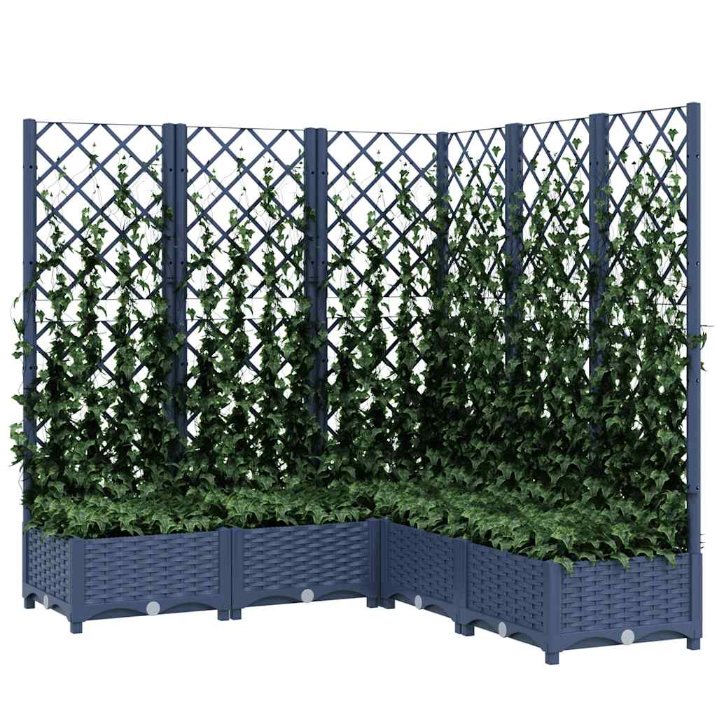 Plantekasse med espalier blågrå 120x120x121,5 cm PP