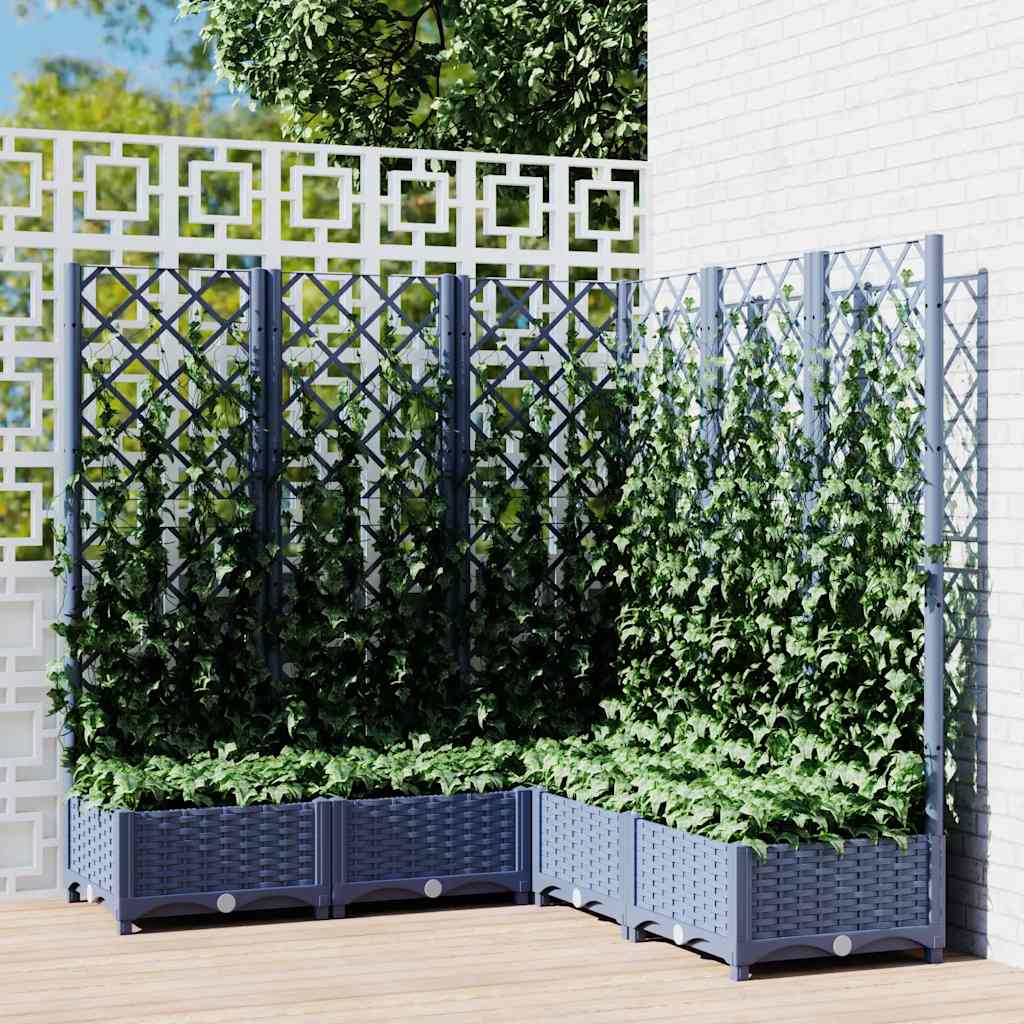Plantekasse med espalier blågrå 120x120x121,5 cm PP