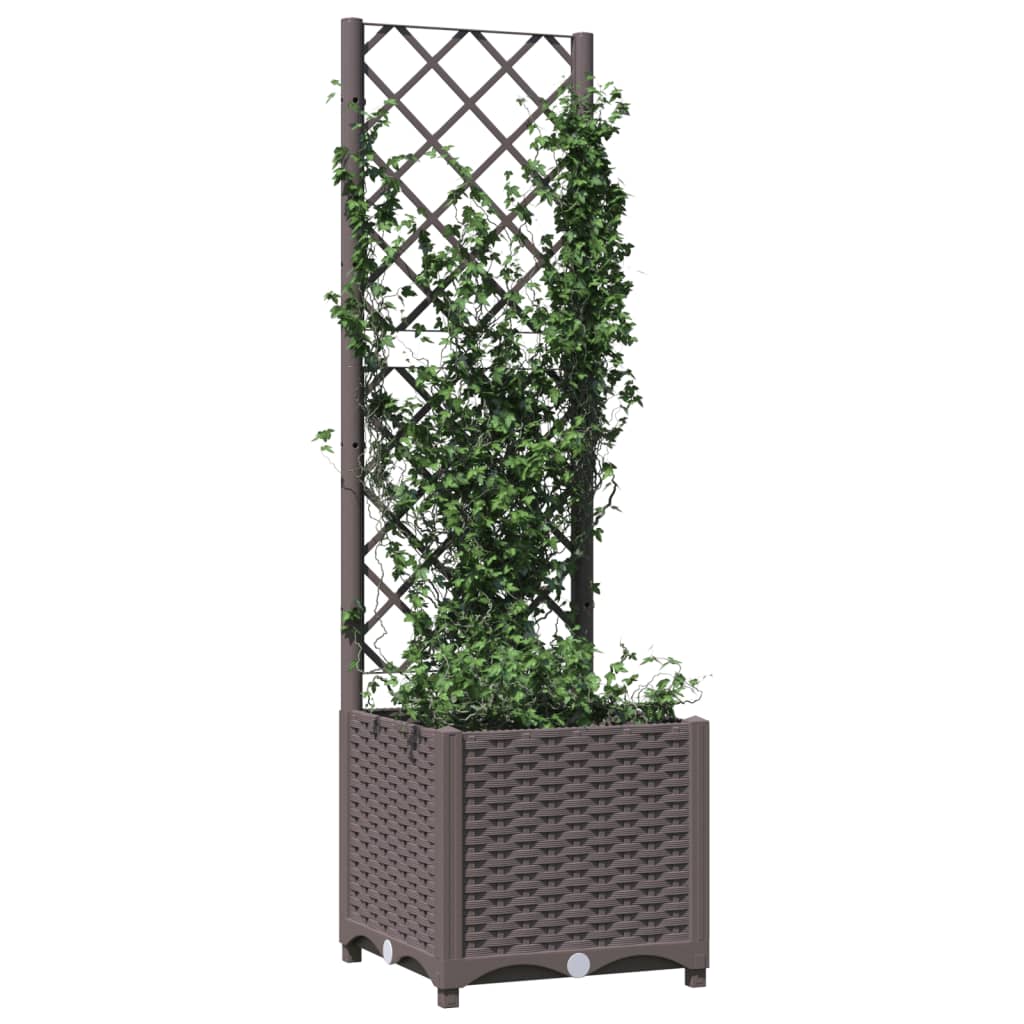 Plantekasse med espalier brun 40x40x136 cm PP