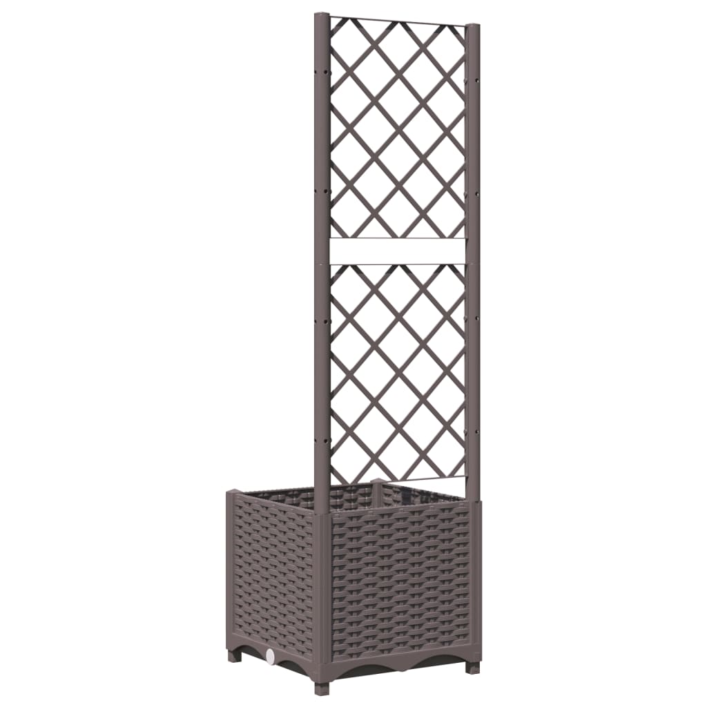 Plantekasse med espalier brun 40x40x136 cm PP
