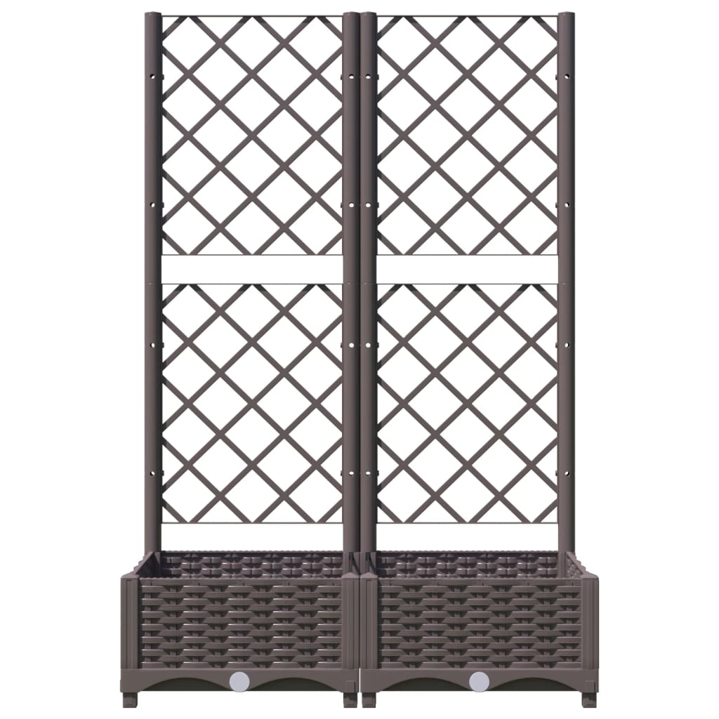 Plantekasse med espalier brun 80x40x121,5 cm PP