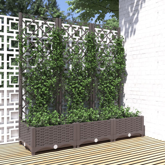 Hagepotte med espalier brun 120x40x121,5 cm PP
