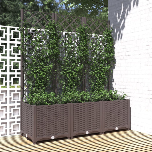Hagepotte med espalier brun 120x40x136 cm PP